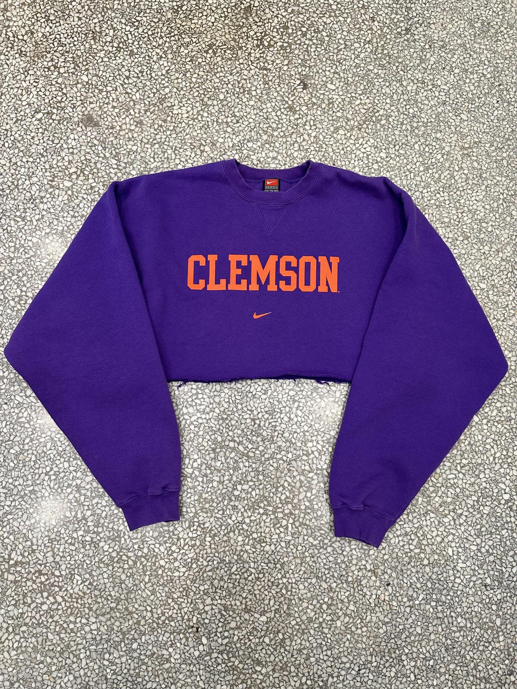 Clemson Tigers Vintage 90s Nike Cropped Crewneck Purple ABC Vintage 