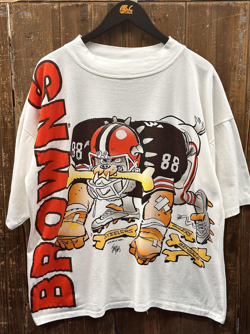 Cleveland Browns Vintage 1988 Jack Davis Dawgs White ABC Vintage 