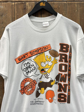 Cleveland Browns Vintage 1990 Bart Simpson I'm Open Man Paper Thin White ABC Vintage 
