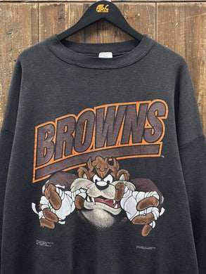 Cleveland Browns Vintage 1991 Taz Crewneck Faded Black ABC Vintage 