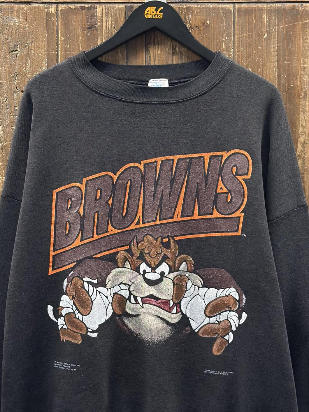 Cleveland Browns Vintage 1991 Taz Crewneck Faded Black ABC Vintage 