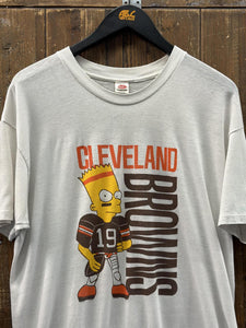 Cleveland Browns Vintage 80s Bart Simpson Paper Thin Tee White