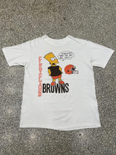 Load image into Gallery viewer, Cleveland Browns Vintage 90s Bart Simpson Steelers Who The Hell Are They Tee White ABC Vintage 