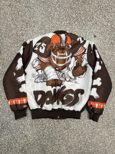 Cleveland Browns Vintage 90s Dawgs Chalk Line Satin Bomber Jacket ABC Vintage 