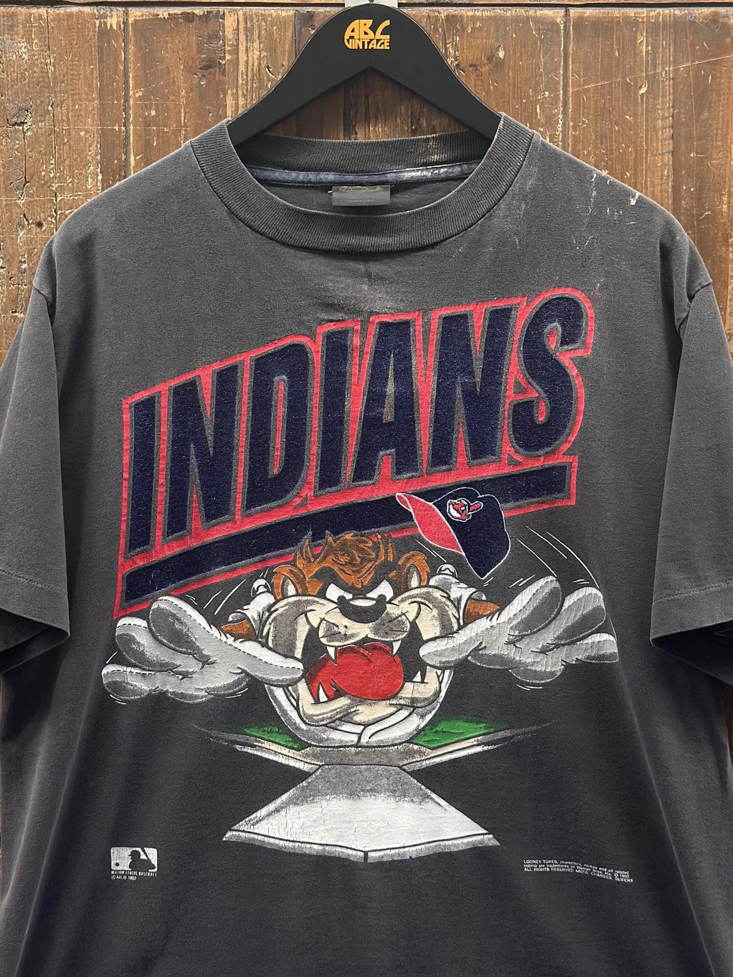 Cleveland Indians Vintage 1992 Taz Tee Faded Black ABC Vintage 