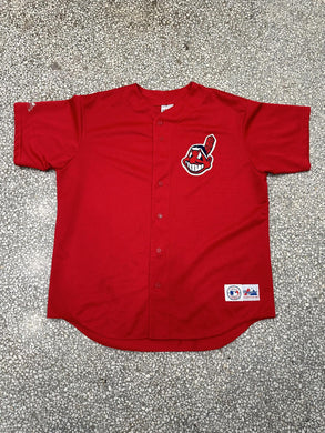 Cleveland Indians Vintage 90s Majestic Baseball Jersey Red ABC Vintage 