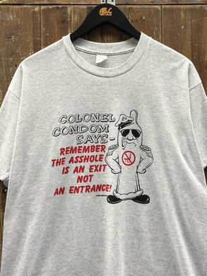 Colonel Condom Says Vintage 90s Tee Paper Thin Grey ABC Vintage 