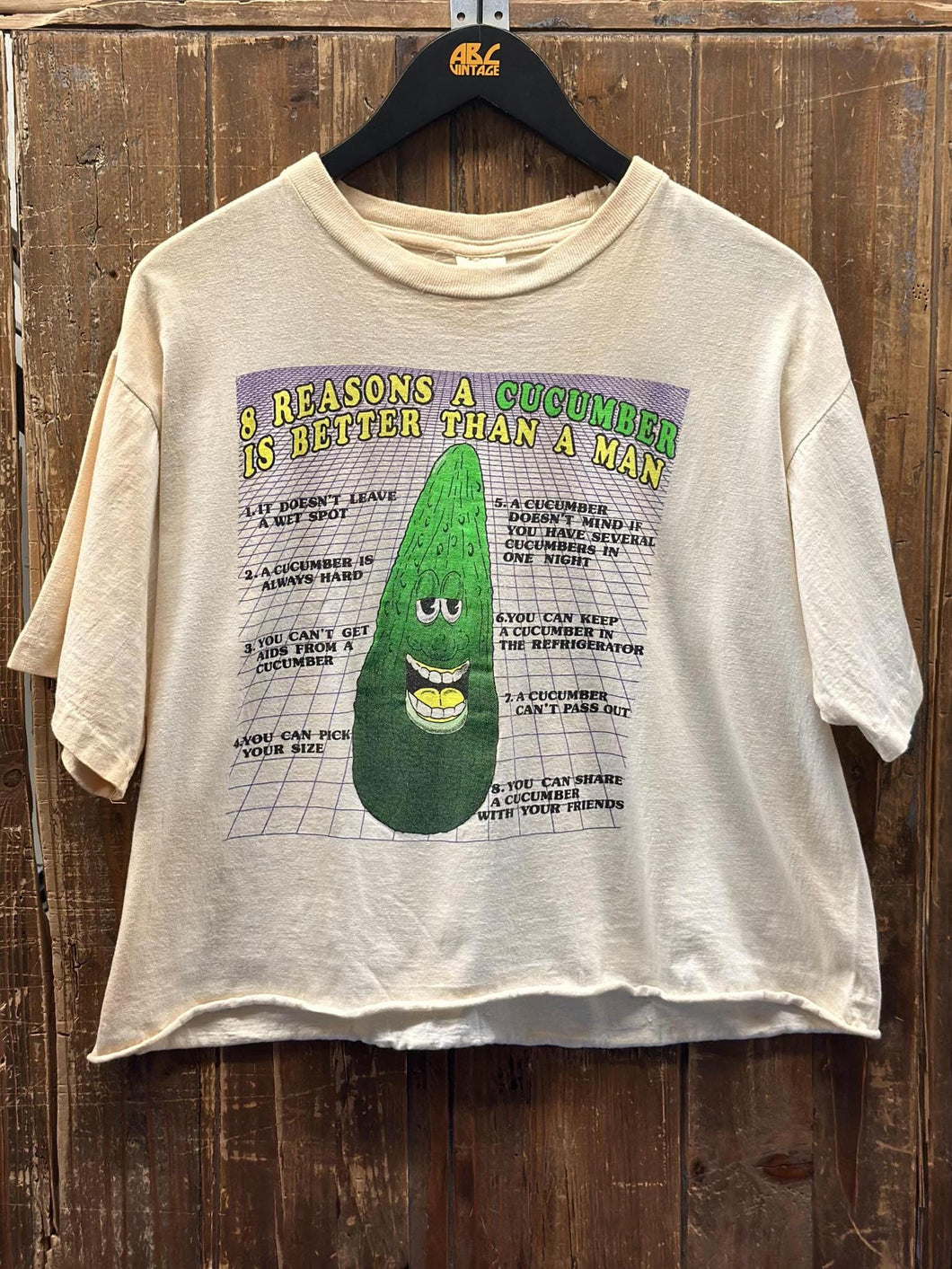 Cucumber Vintage 90s Cropped Tee Faded Cream ABC Vintage 