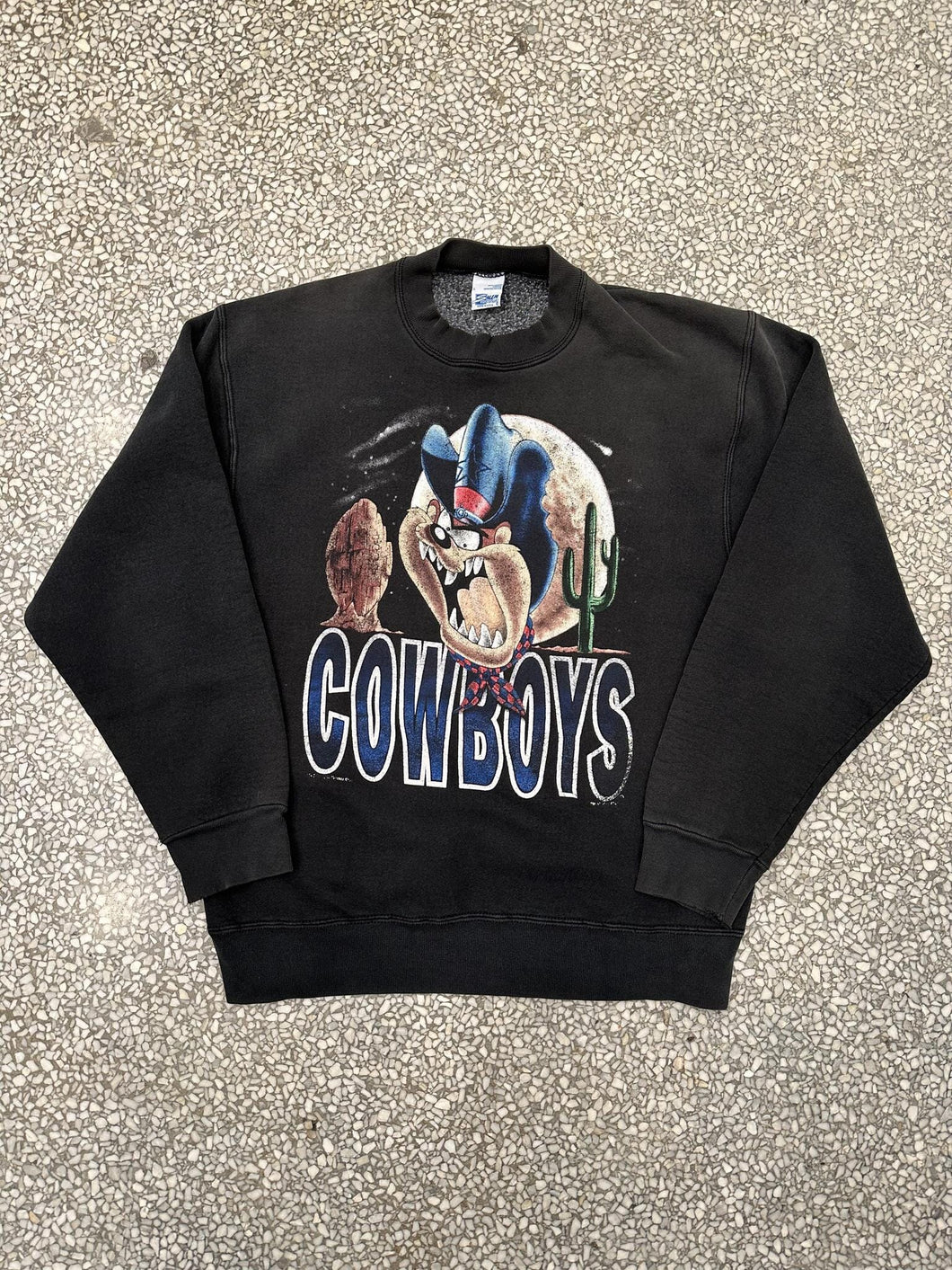 Dallas Cowboys Vintage 1993 Taz Salem Crewneck Faded Black ABC Vintage 