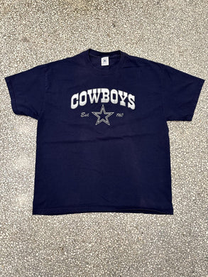 Dallas Cowboys Vintage 90s 3D Silver Rubber Logo Tee Navy ABC Vintage 