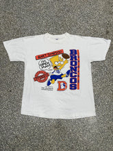 Load image into Gallery viewer, Denver Broncos Vintage 1990 Bart Simpsons I'm Open Man Tee White ABC Vintage 