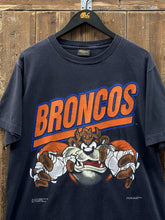 Load image into Gallery viewer, Denver Broncos Vintage 1991 Taz Change's Tag Tee Faded Black ABC Vintage 
