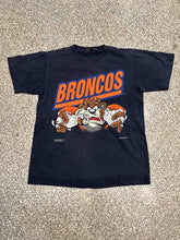 Load image into Gallery viewer, Denver Broncos Vintage 1991 Taz Change's Tag Tee Faded Black ABC Vintage 