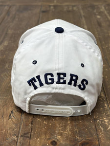 Detorit Tigers Vintage 90s Leaping Tiger Through The D Snapback White Navy ABC Vintage 