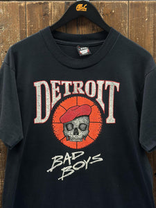 Detroit Bad Boys Vintage 80s Skull Soldier Bootleg Tee Faded Black ABC Vintage 