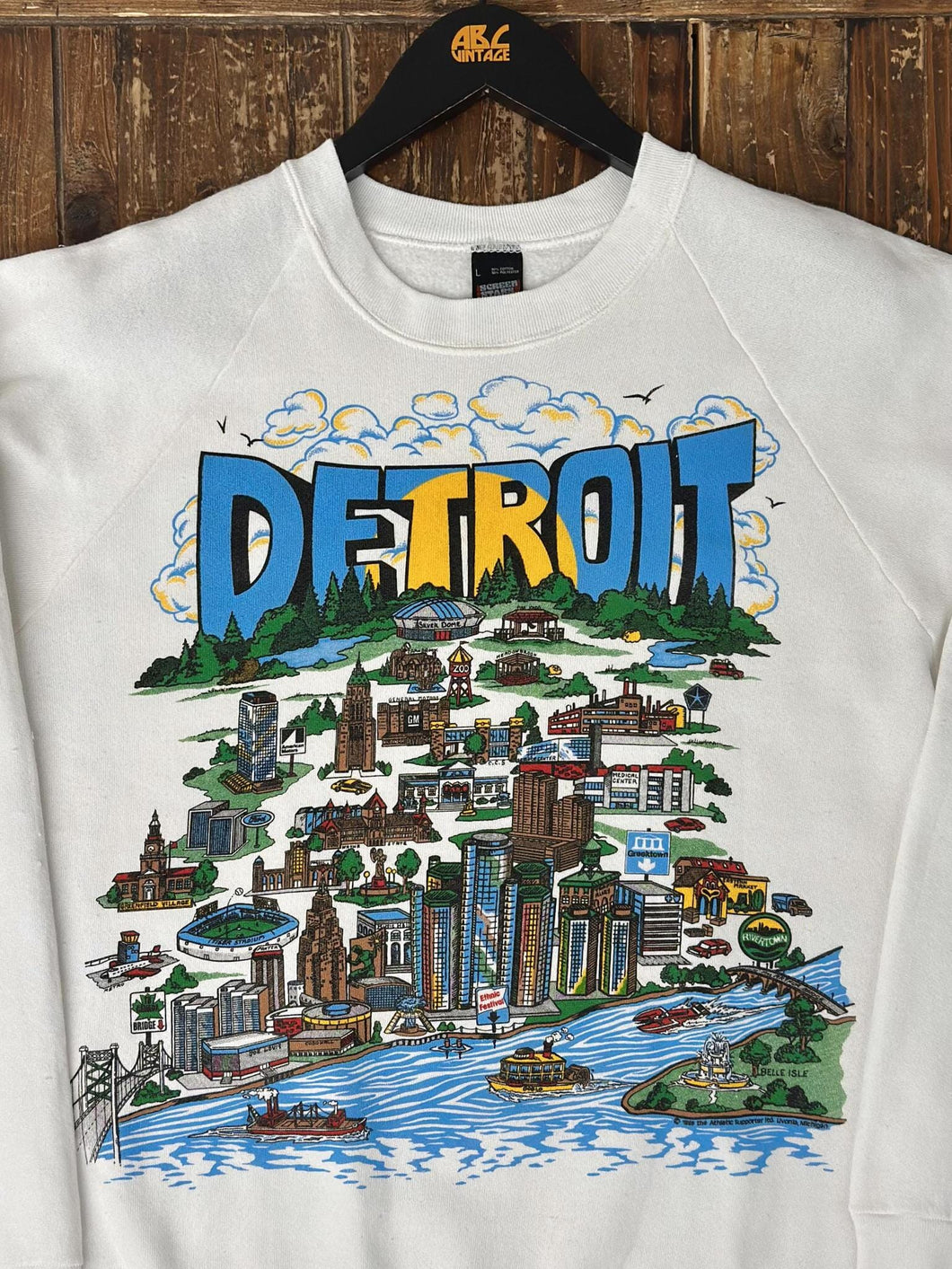 Detroit City View Vintage 1985 Crewneck White ABC Vintage 