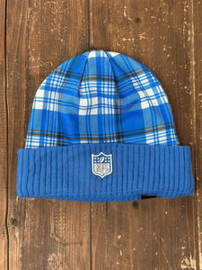 Detroit Lions New Era Plaid Beanie Blue ABC Vintage 