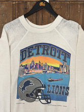 Load image into Gallery viewer, Detroit Lions Vintage 1985 Detroit City Skyline Crewneck White ABC Vintage 