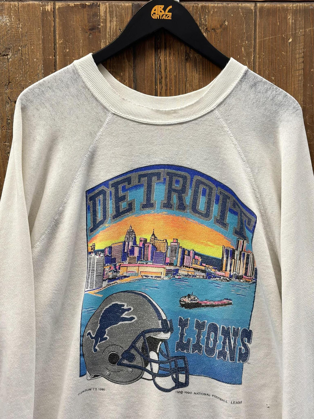 Detroit Lions Vintage 1985 Detroit City View Crewneck White ABC Vintage 