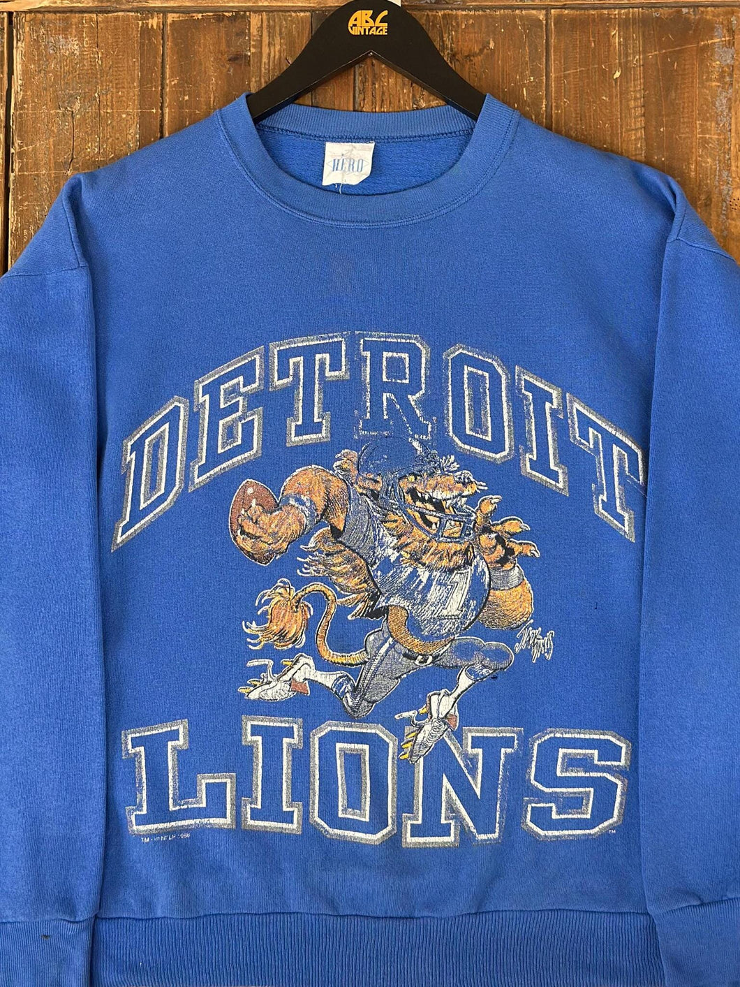 Detroit Lions Vintage 1988 Jack Davis Crewneck Faded Blue ABC Vintage 
