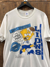 Load image into Gallery viewer, Detroit Lions Vintage 1990 Bart Simpsons I'm Open Man Tee Paper Thin White ABC Vintage 