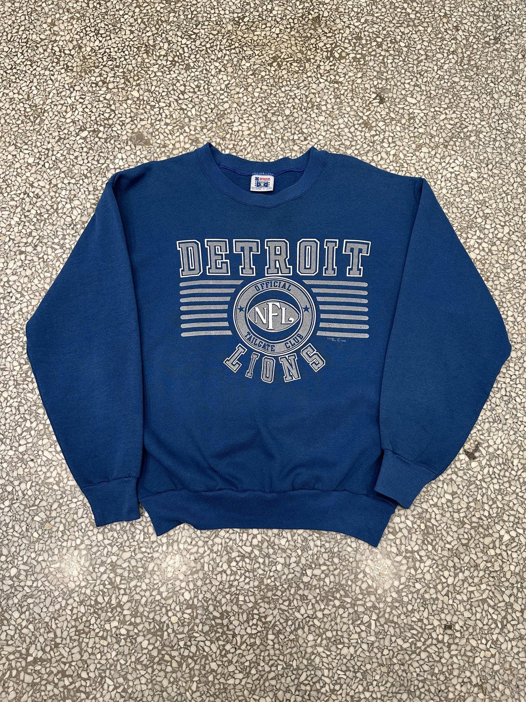 Detroit Lions Vintage 1990 Official Tailgate Club Crewneck Blue Silver ABC Vintage 