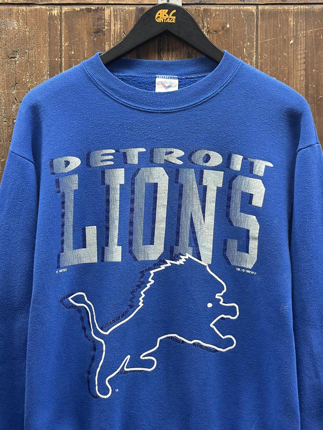 Detroit Lions Vintage 1992 Artex Crewneck Faded Blue ABC Vintage 