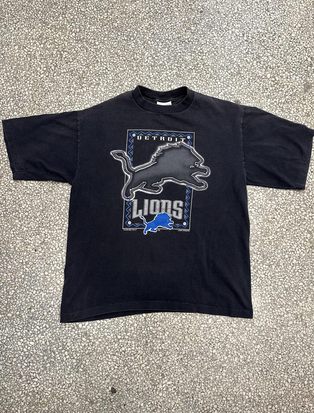 Detroit Lions Vintage 1993 Logo Athletic Faded Black ABC Vintage 