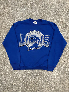 Detroit Lions Vintage 1993 Silver Gear Crewneck Blue ABC Vintage 
