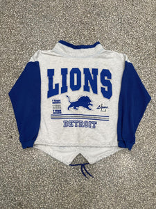 Detroit Lions Vintage 1993 Thermo Sleeve Mock Neck Sweatshirt Grey Blue ABC Vintage 