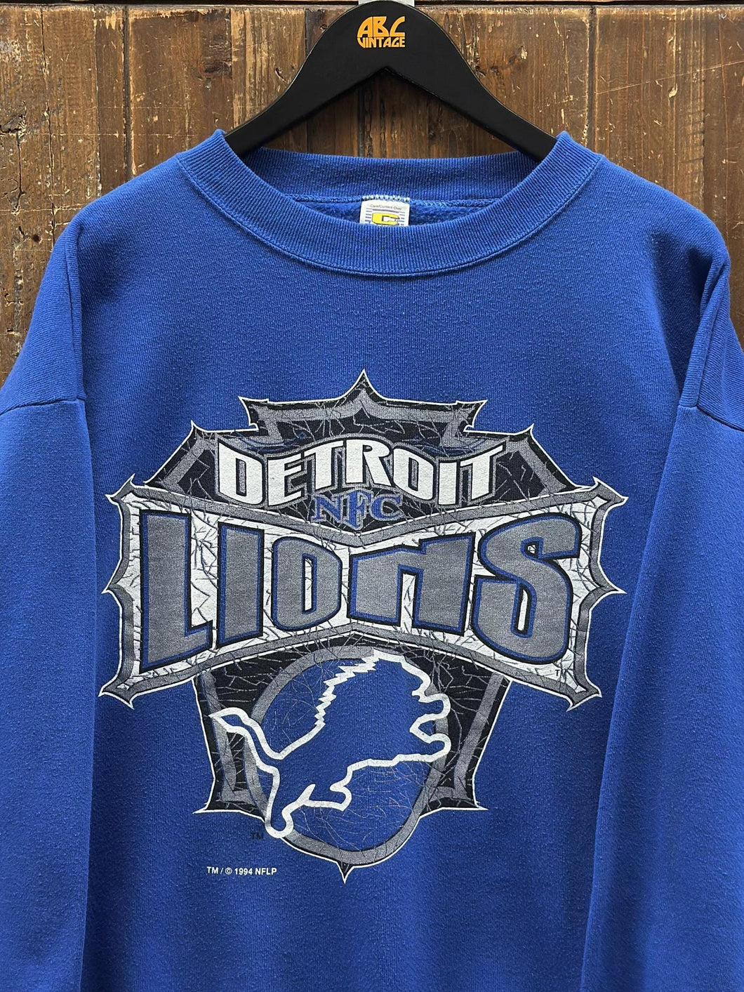 Detroit Lions Vintage 1994 Cracked Crewneck Blue ABC Vintage 