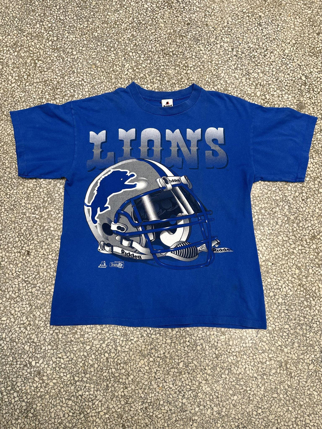 Detroit Lions Vintage 1994 Helmet Riddell Tee Blue ABC Vintage 