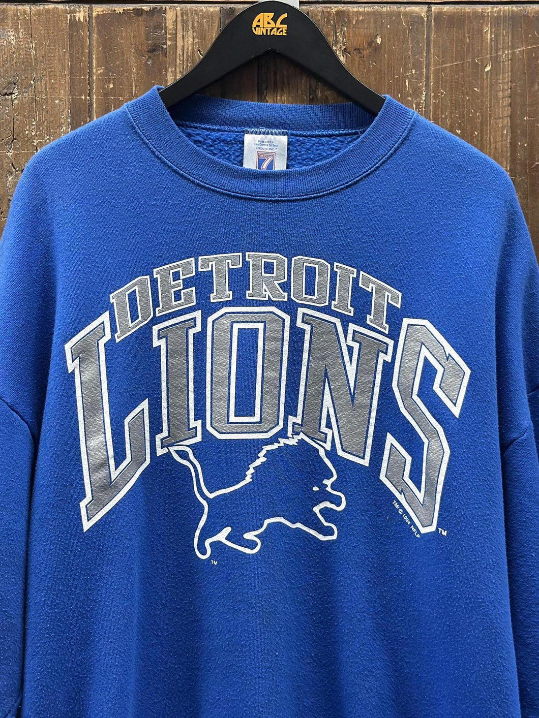 Detroit Lions Vintage 1994 Logo 7 Crewneck Blue Silver ABC Vintage 