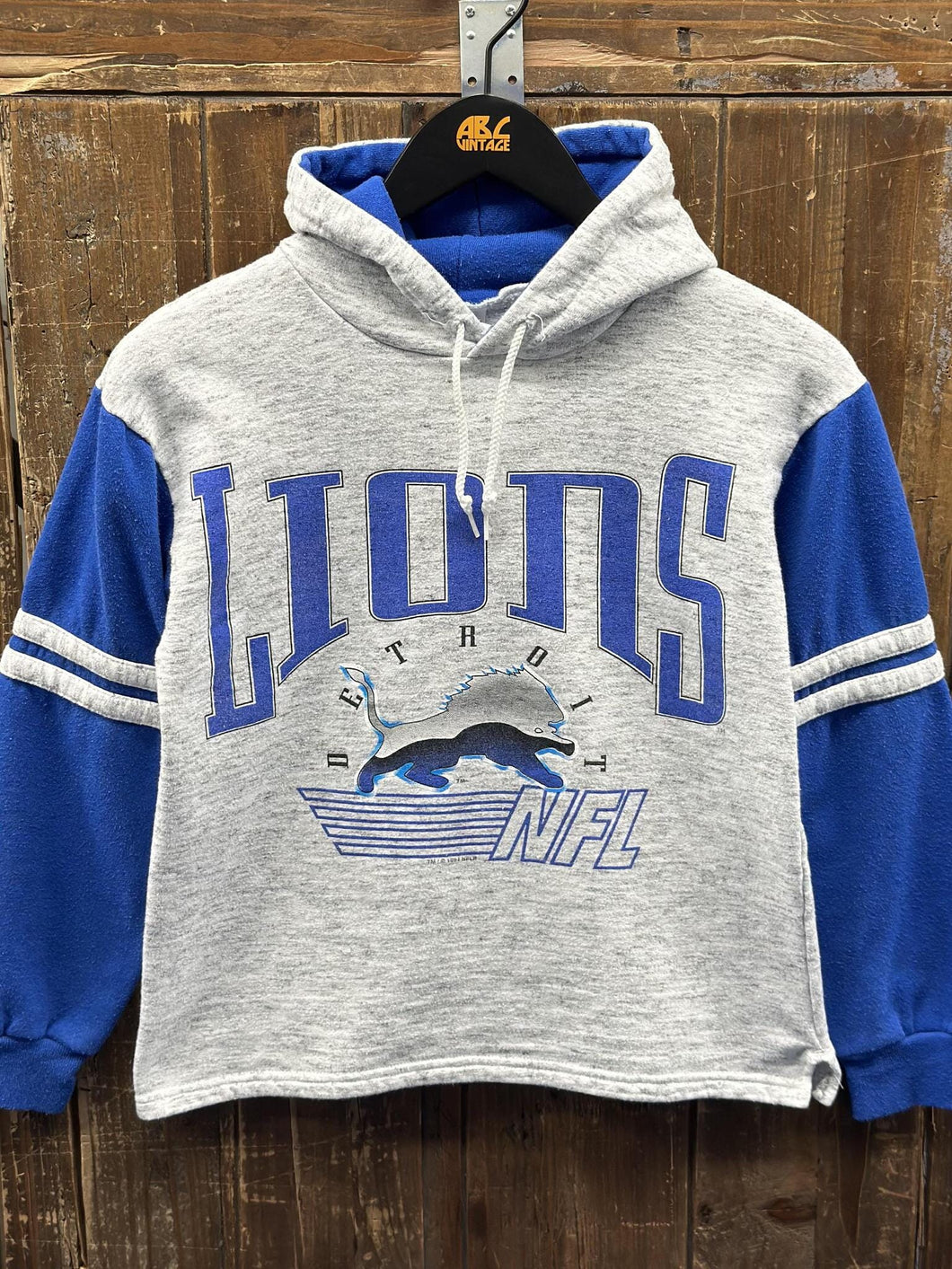 Detroit Lions Vintage 1994 Youth Hoodie Grey Blue ABC Vintage 