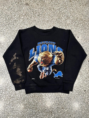 Detroit Lions Vintage 1995 Cartoon Lion Nutmeg Crewneck Black ABC Vintage 