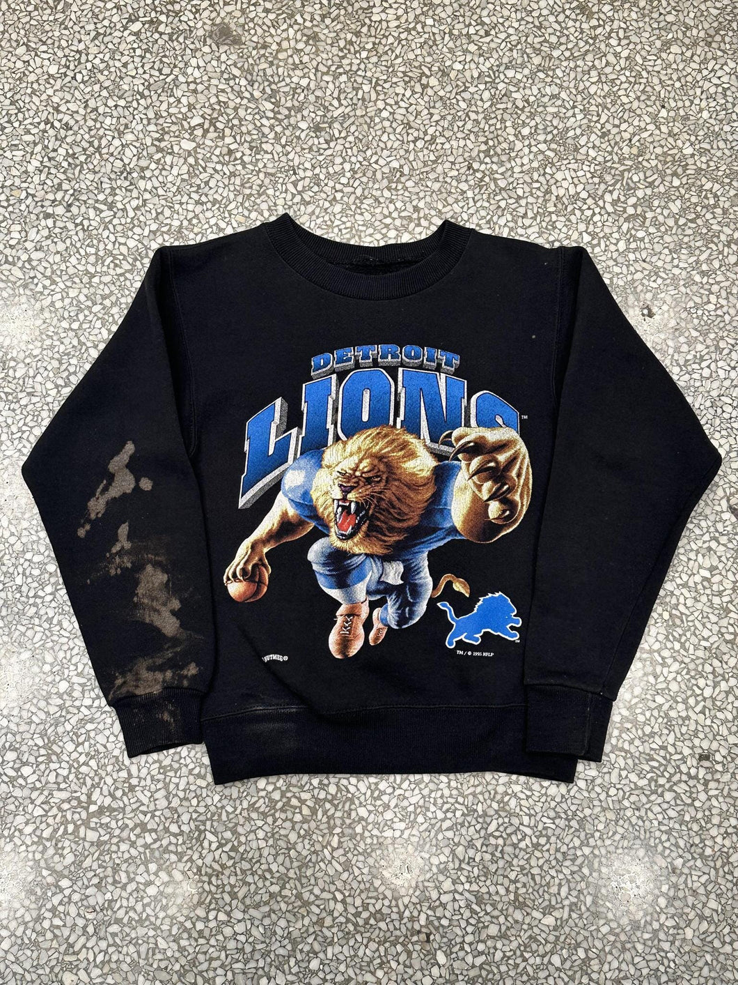 Detroit Lions Vintage 1995 Cartoon Lion Nutmeg Crewneck Black ABC Vintage 