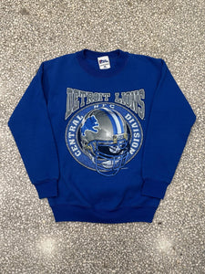 Detroit Lions Vintage 1995 Helmet Youth Crewneck Blue ABC Vintage 