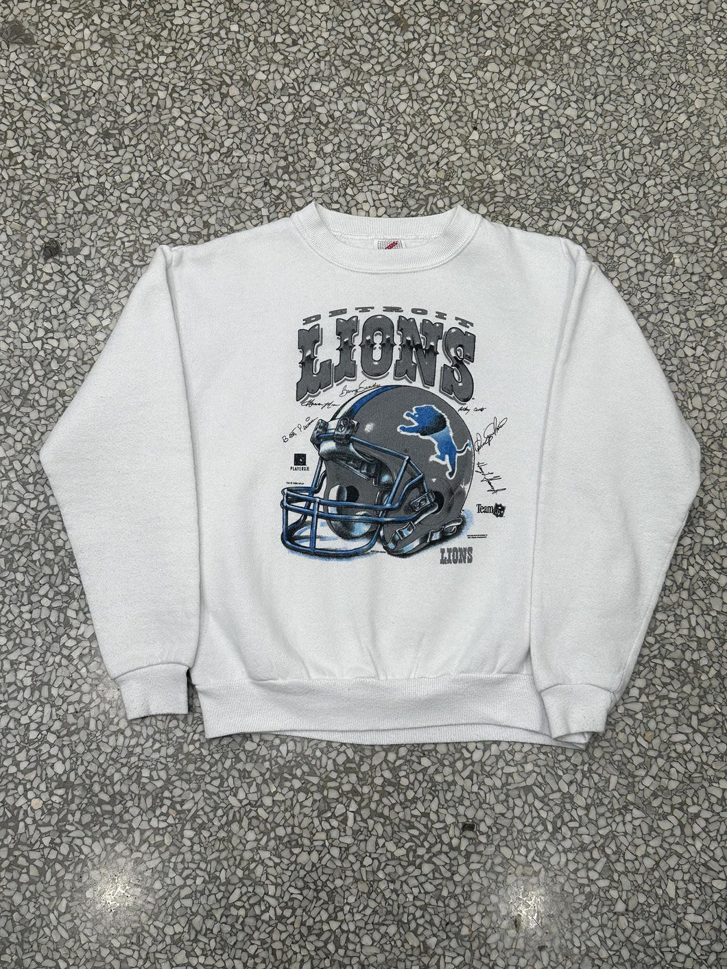 Detroit Lions Vintage 1995 Helmet Youth Crewneck White ABC Vintage 