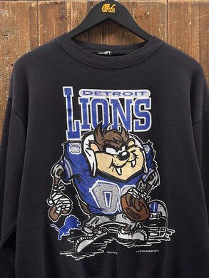 Detroit Lions Vintage 1995 Taz Crewneck Faded Black ABC Vintage 