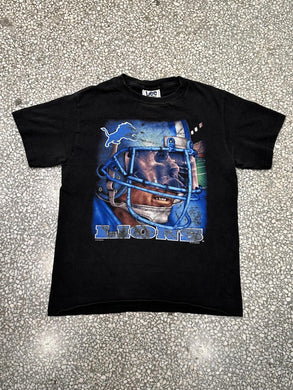 Detroit Lions Vintage 1996 Player In Helmet Lee Tag Tee Faded Black ABC Vintage 