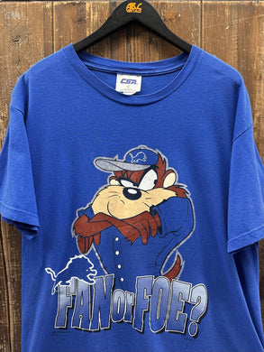 Detroit Lions Vintage 1996 Taz Fan or Foe Blue ABC Vintage 