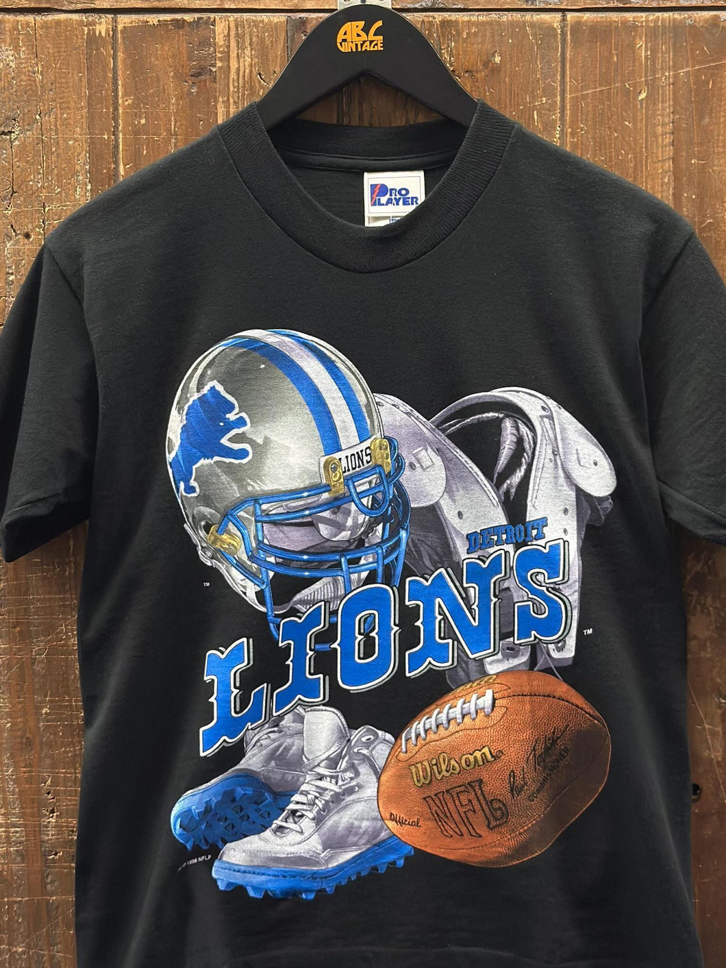 Detroit Lions Vintage 1996 Youth Football Gears Tee Black ABC Vintage 