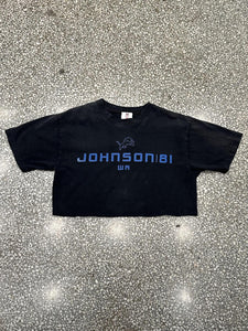 Detroit Lions Vintage 2000s Calvin Johnson Cropped Tee Faded Black ABC Vintage 