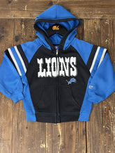 Load image into Gallery viewer, Detroit Lions Vintage 2000s Youth Reebok Zip Up Hoodie Blue Black ABC Vintage 