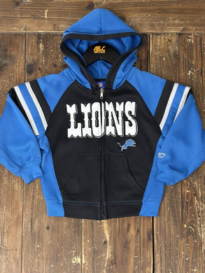Detroit Lions Vintage 2000s Youth Reebok Zip Up Hoodie Blue Black ABC Vintage 