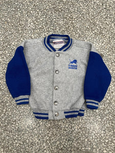 Detroit Lions Vintage 80s Fleece Baby Bomber Jacket Grey Blue ABC Vintage 