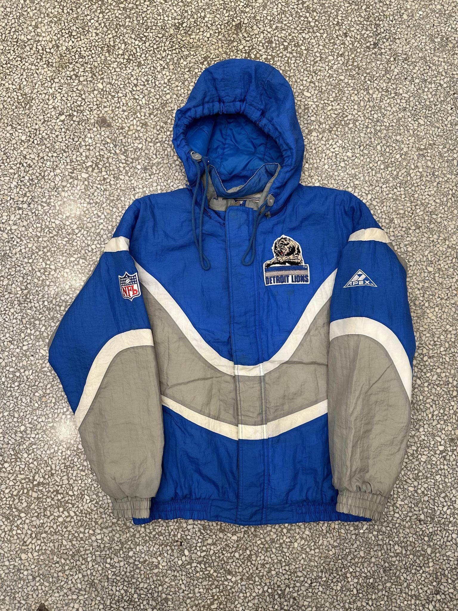 Vintage Game Day Detroit Lions NFL Parka Rare Jacket Zip Open Hood 2024 Puffer Coat