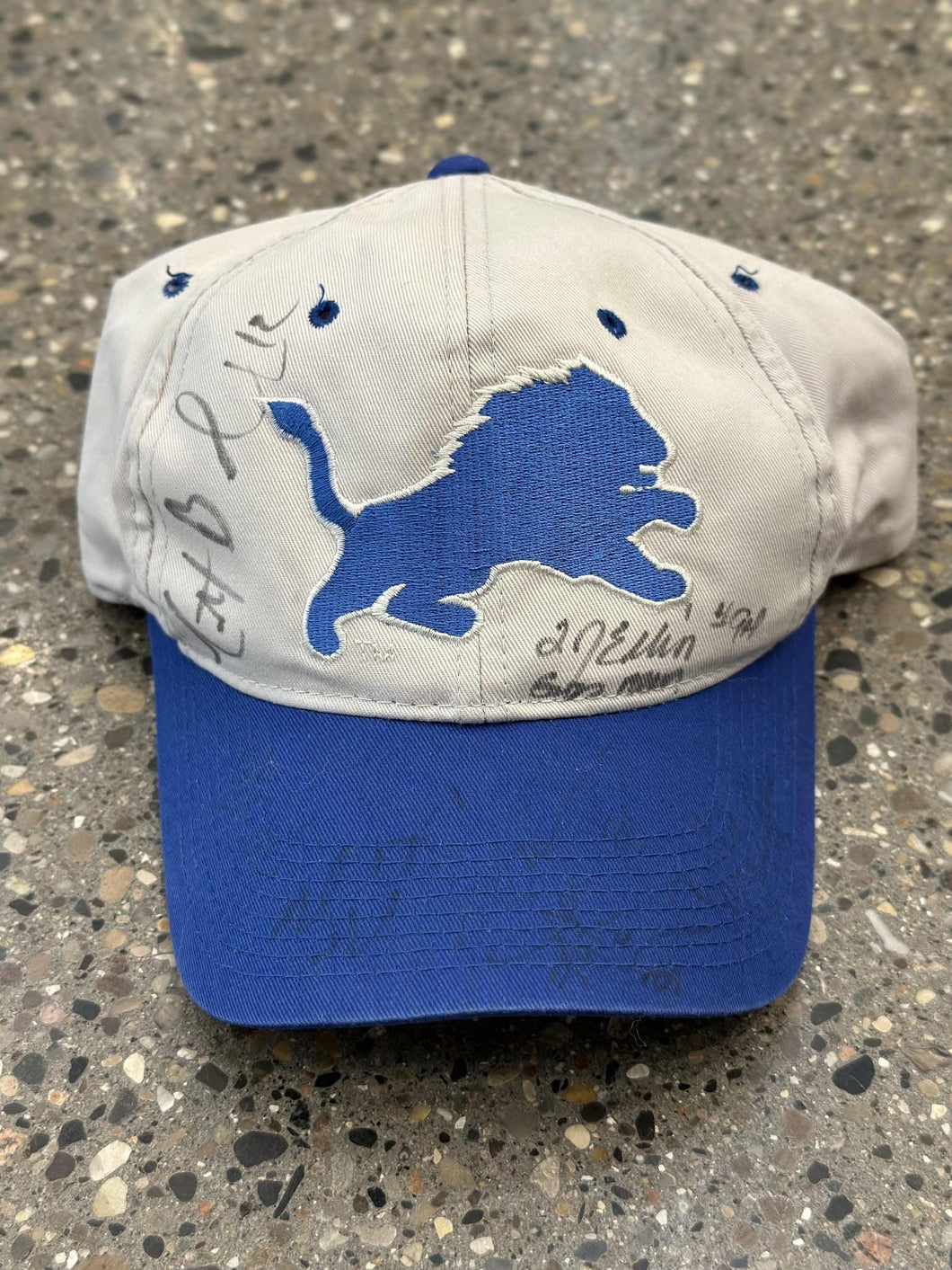 Detroit Lions Vintage 90s Autographed Snapback Cream Blue ABC Vintage 