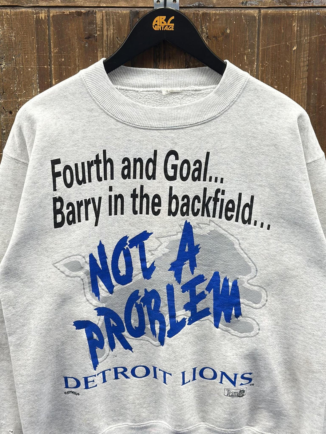 Detroit Lions Vintage 90s Barry Not A Problem Crewneck Grey ABC Vintage 
