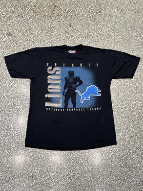 Detroit Lions Vintage 90s Chalk Line Tee Black Blue Silver ABC Vintage 